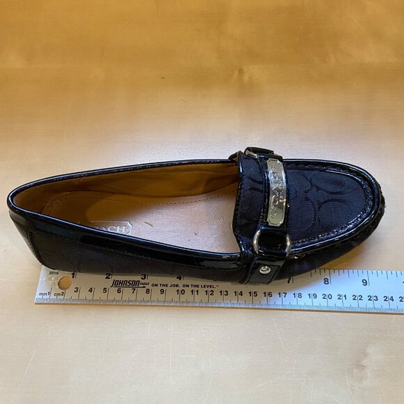 Coach Womens Felisha style Black Signature Canvas & Patent Leather Loafers Size - Picture 13 of 16